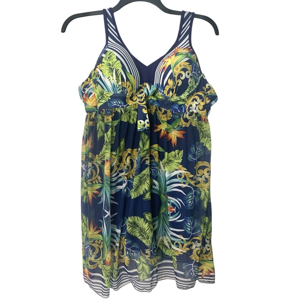 Unbranded One Piece  Swimsuit Dress Boyshort Tropical Print Underwire Padded  Xl